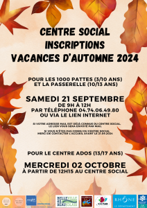 FLYER Inscriptions VACANCES AUTOMNE